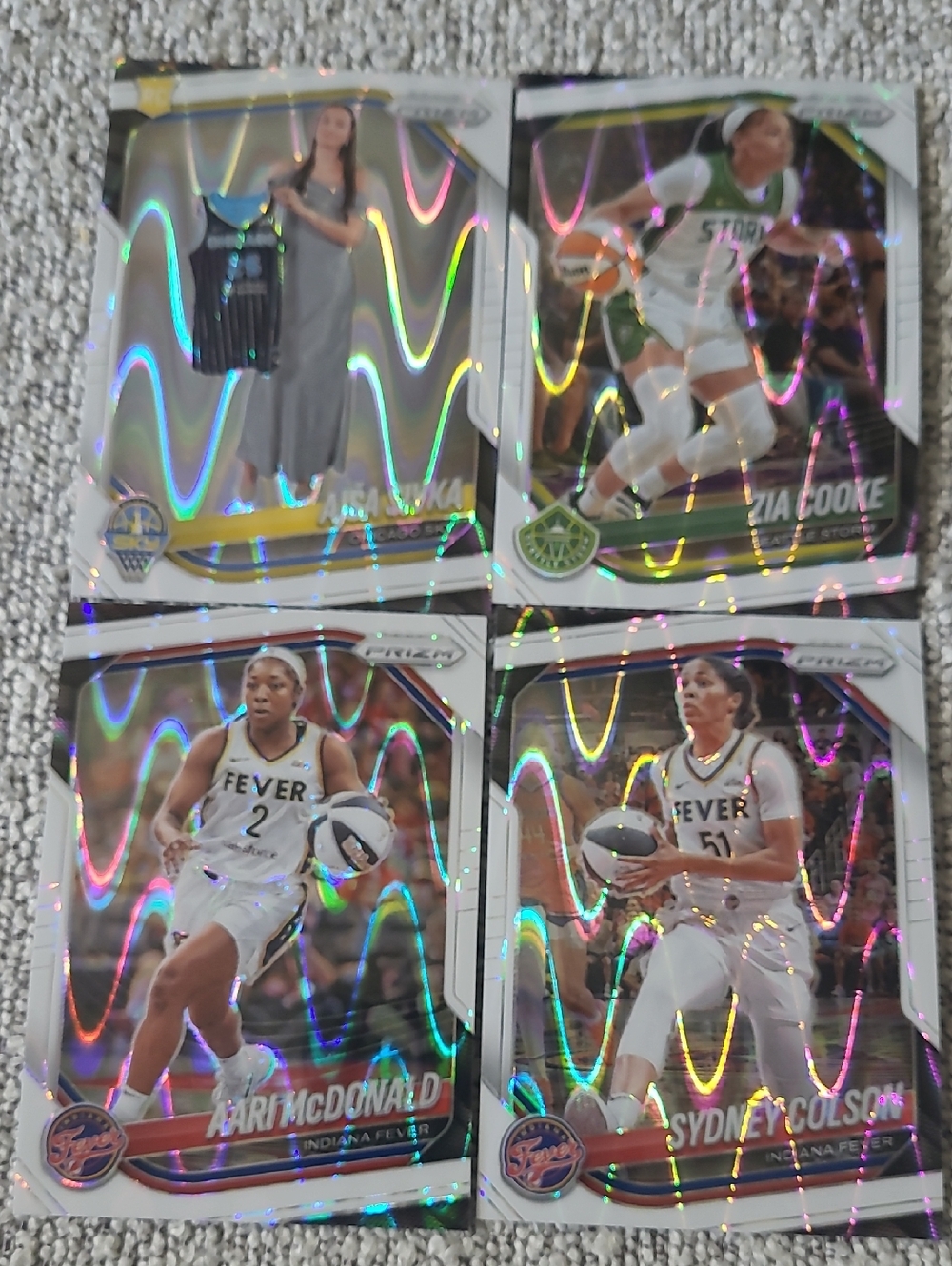 Set Of 4 WNBA White Seismic Prizm Cards